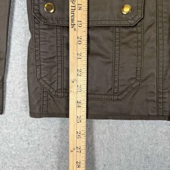 J Crew Womens Size Small Snap Front Utility Field Jacket Brown waxed Cotton - Picture 5 of 7